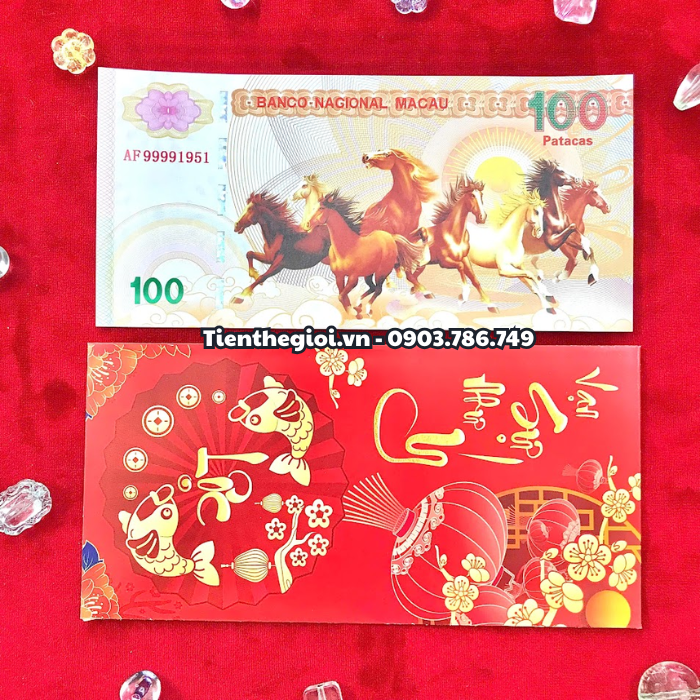 Tiền Lưu Niệm 100 Macao Mã Đáo Thành Công Quan Âm